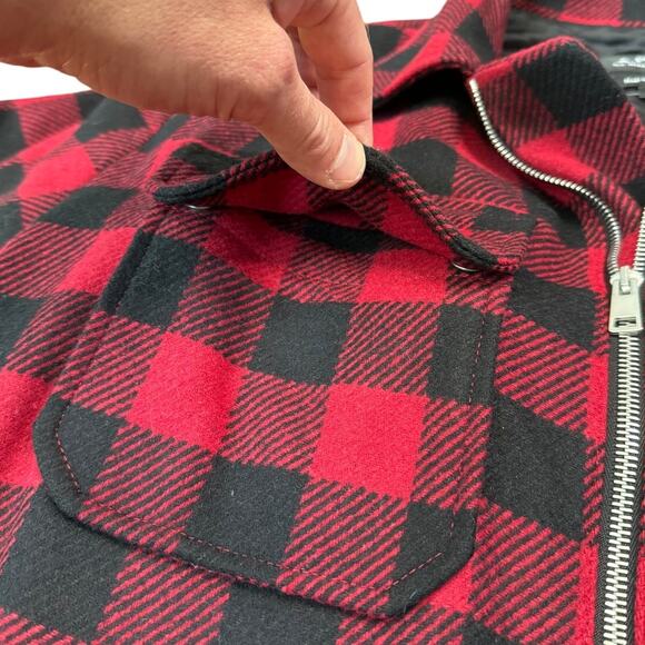 NWT A.P.C. Ian Buffalo Plaid Red/Black Wool Blouson Zippered Jacket Shacket - Picture 5 of 8